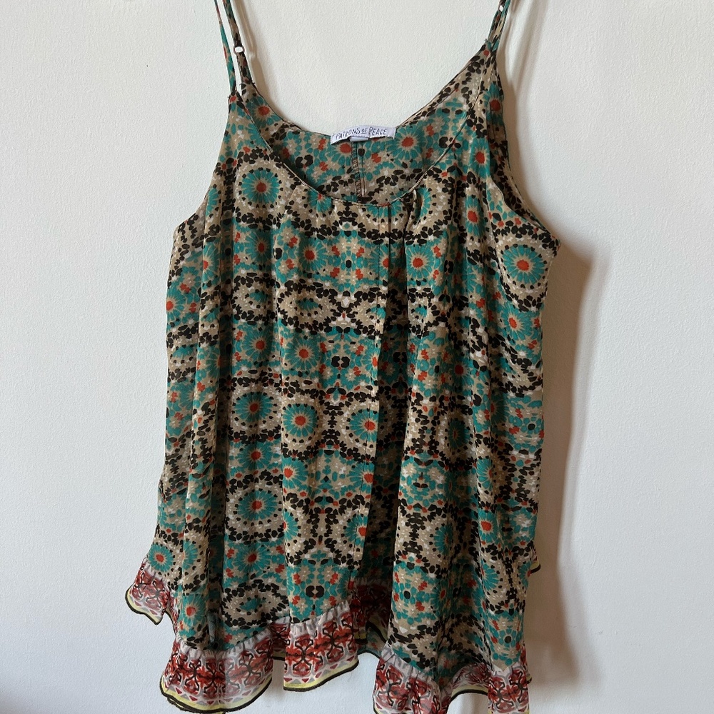 Geometric Bohemian Flowy Tank Top